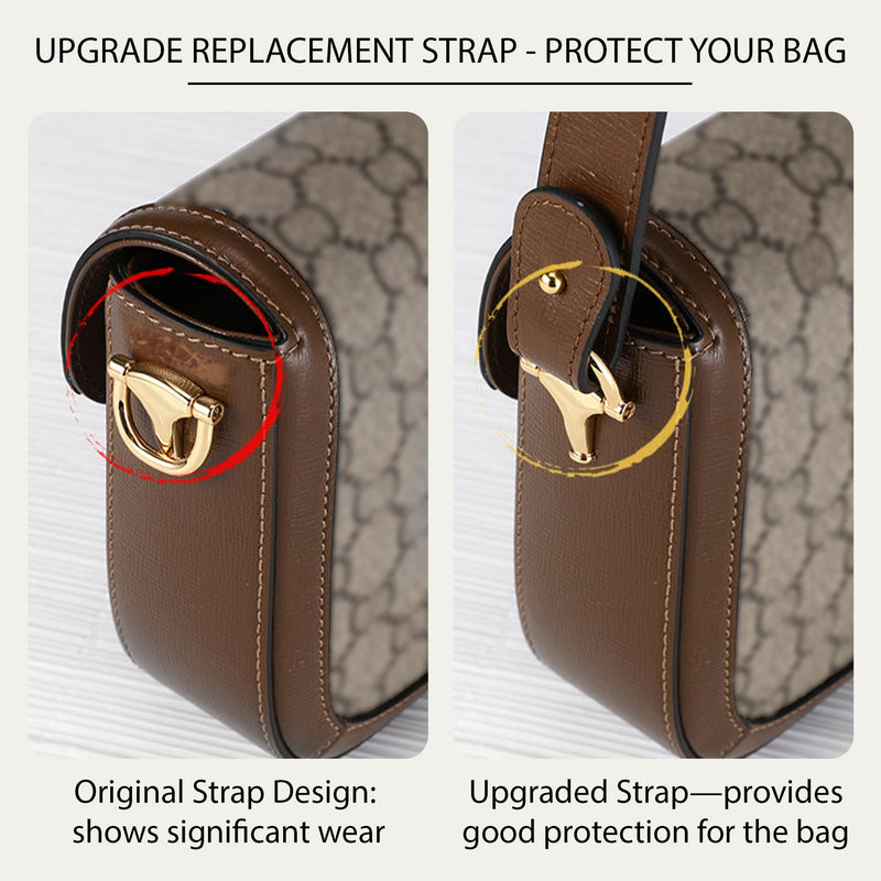 3-Length Genuine Leather Crossbody Strap for Gucci Ophidia Diana | 3 Settings: 75/85.5/106.5 cm (29.5-41.9 Inch), Underarm Shoulder Crossbody, Genuine Cowhide, Gold-Tone Hardware, Brown 0.8"width*41.9"length