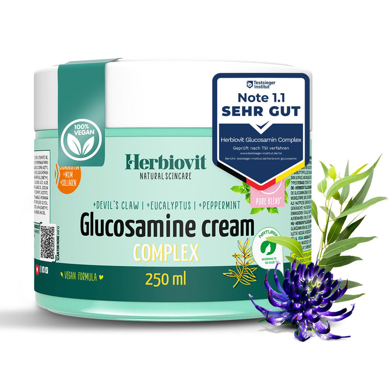[Australia] - Herbiovit Glucosamine MSM Cream 250ml for joints and muscle pain | Supports regeneration with devil's claw collagen eucalyptus oil & peppermint | vegan | quickly absorbed | cooling 