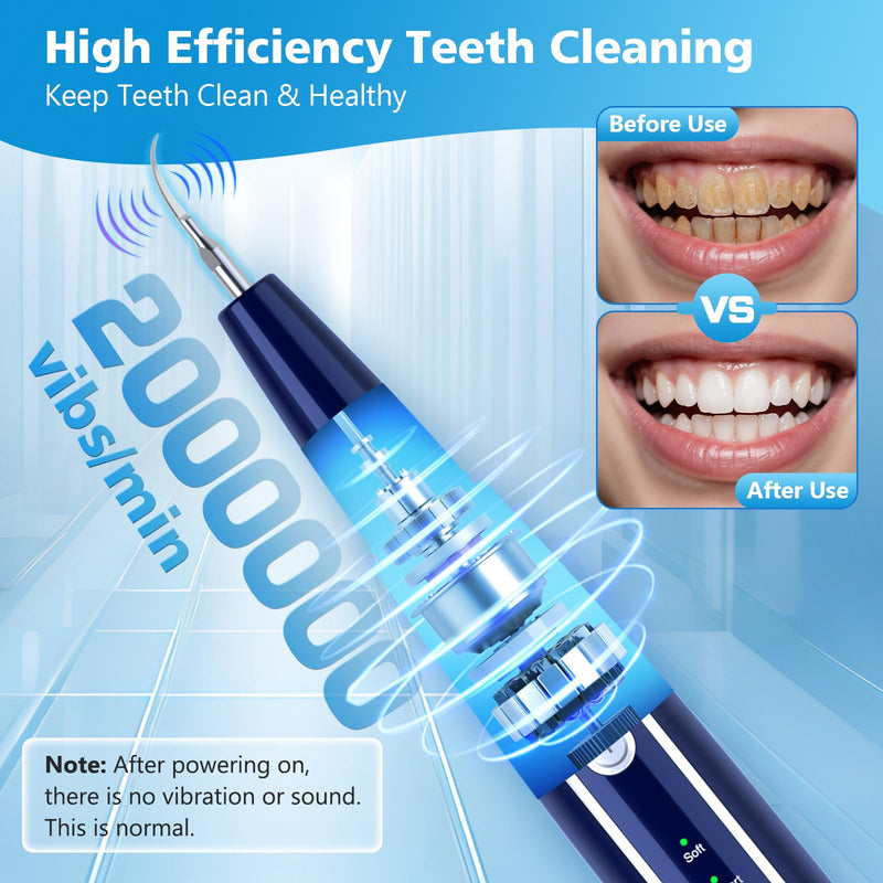 [Australia] - Plaque Remover for Teeth, Teeth Cleaning Kit with LED Light and 5 Adjustable Modes Teeth Cleaner, Blue 