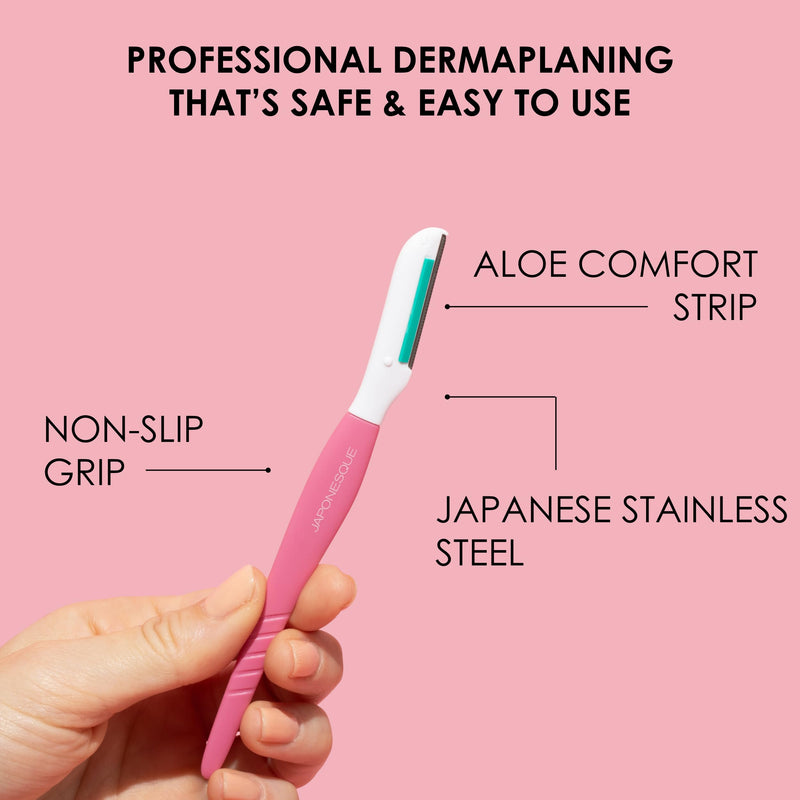 [Australia] - JAPONESQUE Dermaplaner with Soothing Aloe Comfort Strip - Skin Tool with Ultra Precision Blade for Facial Hair Removal and Exfoliation, 3pk. 