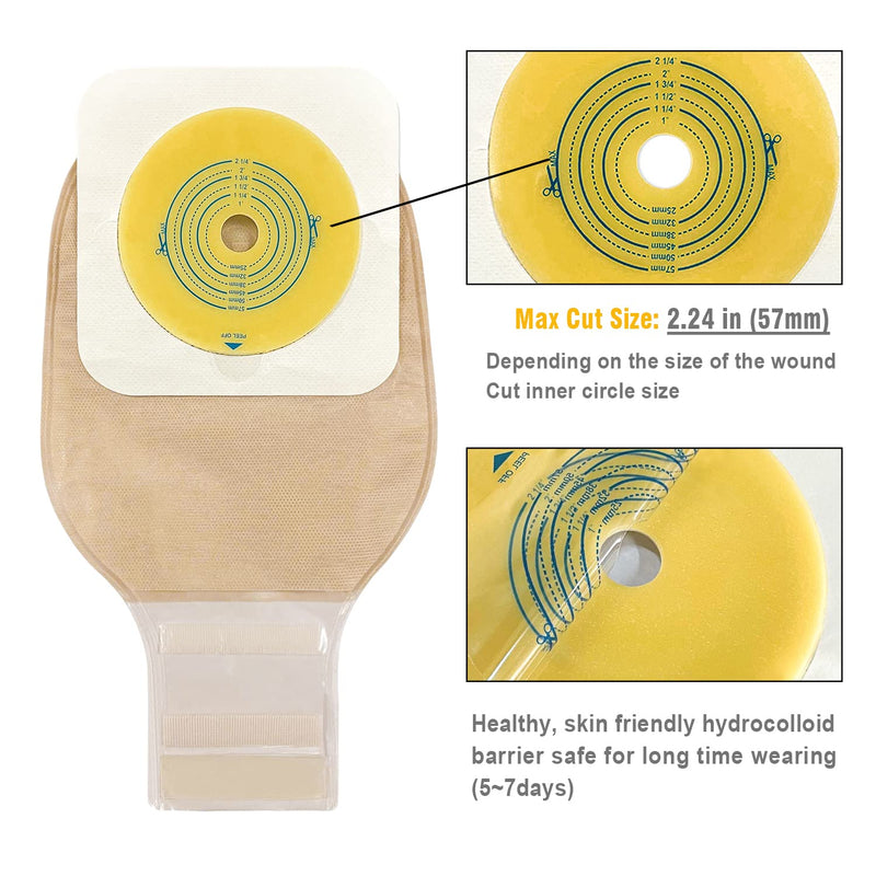 [Australia] - Carbou 21 PCS Ostomy Supplies Colostomy Bags Two Piece Drainable Pouches with Closure 12", Ileostomy Stoma Care,Cut-to-Fit(15pcs Bags+6pcs Barrier) Two Piece Closure 