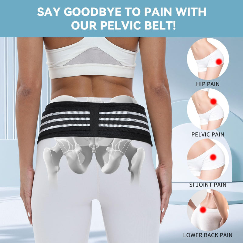 S-XXL Sacroiliac SI Joint Hip Belt for Women Men-Alleviate Sciatica|Pelvic|Back|Lower Back Support, Pelvic Support Belt, Adjustable Sciatica Lumbar Pain Relief, Trochanter Belt(Black,L,Hip Size 43‘’-56‘’) Large Black