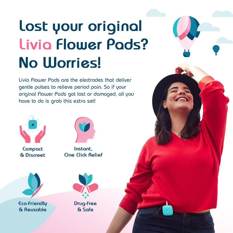 [Australia] - Livia Flower Pads | Electrodes Menstrual Pain Relief Device | Compact, Lightweight, Discreet | Skin-Friendly & Easy to Apply | 1 Set of Electrodes 