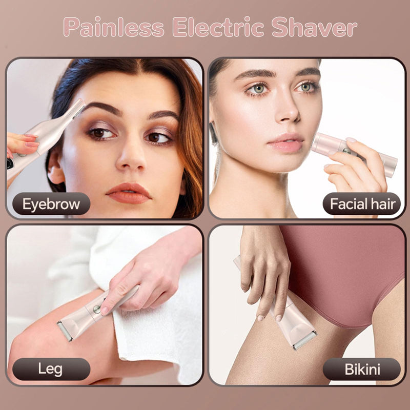 Bikini Trimmer for Women, 3 in 1 Painless Electric Shaver, Waterproof Wet & Dry Body Shaver, Rechargeable Pubic Hair Trimmer for Women,Replaceable Lady Razor for Underarm Leg Arm Body (3 in 1)