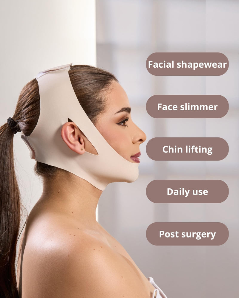 SHAPE CONCEPT Chin Strap for Sleeping 317 Medium Compression Double Chin Reducer and Chin Strap for Snoring X-Large Beige