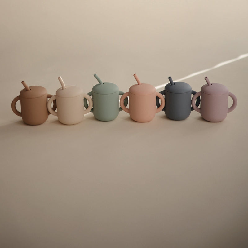 [Australia] - mushie 100% Silicone Training Cup & Straw for Toddlers | 6 Months+ (Soft Lilac) Soft Lilac 