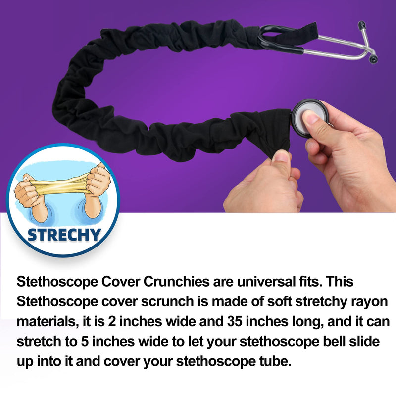 [Australia] - ABAMERICA Stretchy Stethoscope Cover Scrunchie, Stretchy Slim Looking Stethoscope Sleeves Universal Fit to All Types of Stethoscopes A14- 1 Pcs Stretchy Rayon - Black 