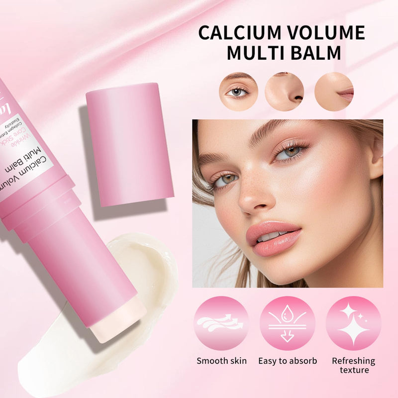 Cemenrete Calcium Volume Multi Balm Stick, Korean Collagen Moisturizing Glow, Hydrating & Anti-Aging Almond Vitamin E for Face, Eyes, Lips & Neck (Multi Balm Stick, 2) 2PCS Multi Balm Stick 1 Count (Pack of 2)