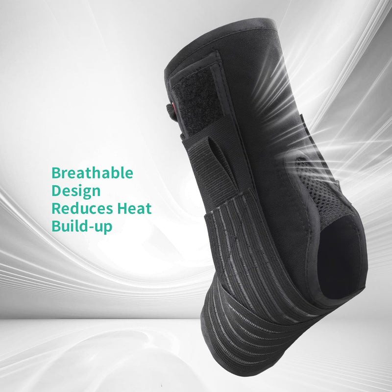 [Australia] - Ankle Brace for Sprained Ankle Lace up Support Brace for Women Men with Side Splints Adjustable Ankles Stabilizer for Injury Recover, Sports, L Black Large 
