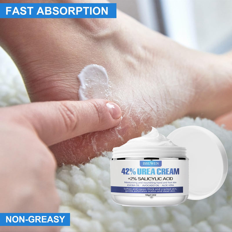 [Australia] - 7.06OZ / 2 Pack Urea Cream 42% Plus Salicylic Acid 2%, Urea Foot Cream for Foot Care Cracked Heel Treatment Knees Elbows Hands Repair Treatment, Feet Moisturizer Corn Callus Dead Skin Deep Moisturizes 2 Packs White Urea Cream 