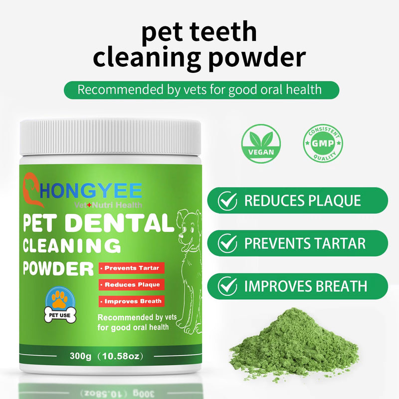 Dog Dental Powder(10.58OZ)-Teeth Cleaning Powder for Dogs, Plaque Off Powder for Dogs & Cats Breath Freshener Powder for Bad Breath, Tartar Remover, for Small/Medium/Large/Giant Dog - PawsPlanet Australia