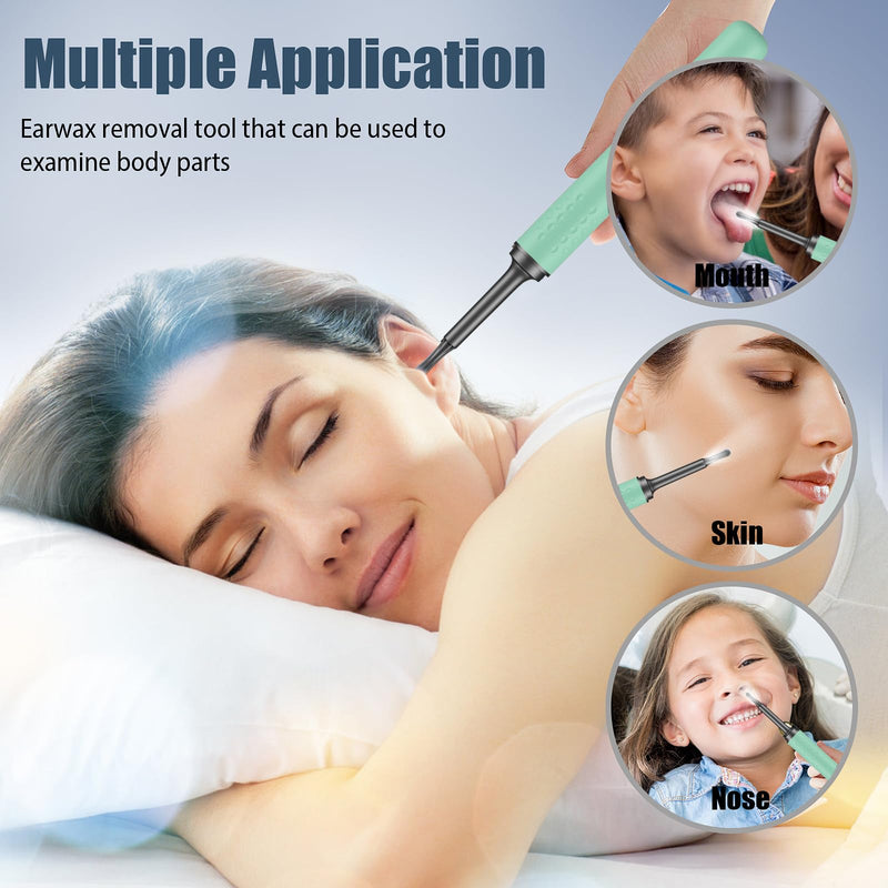 [Australia] - Ear Wax Removal Tool Camera - Ear Cleaner with 1080P HD Camera, Otoscope with Light, Earwax Removal Kit for iPhone, iPad, Android Phones (Green) Green2 