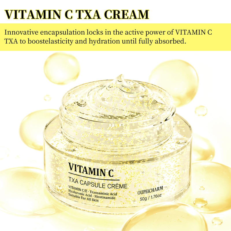Vitamin C Txa Capsule Face Cream,Moisturizer Capsule Facial Cream 1.76 OZ | Hydrating Day Night Use Vitamin C Txa Cream Sensitive