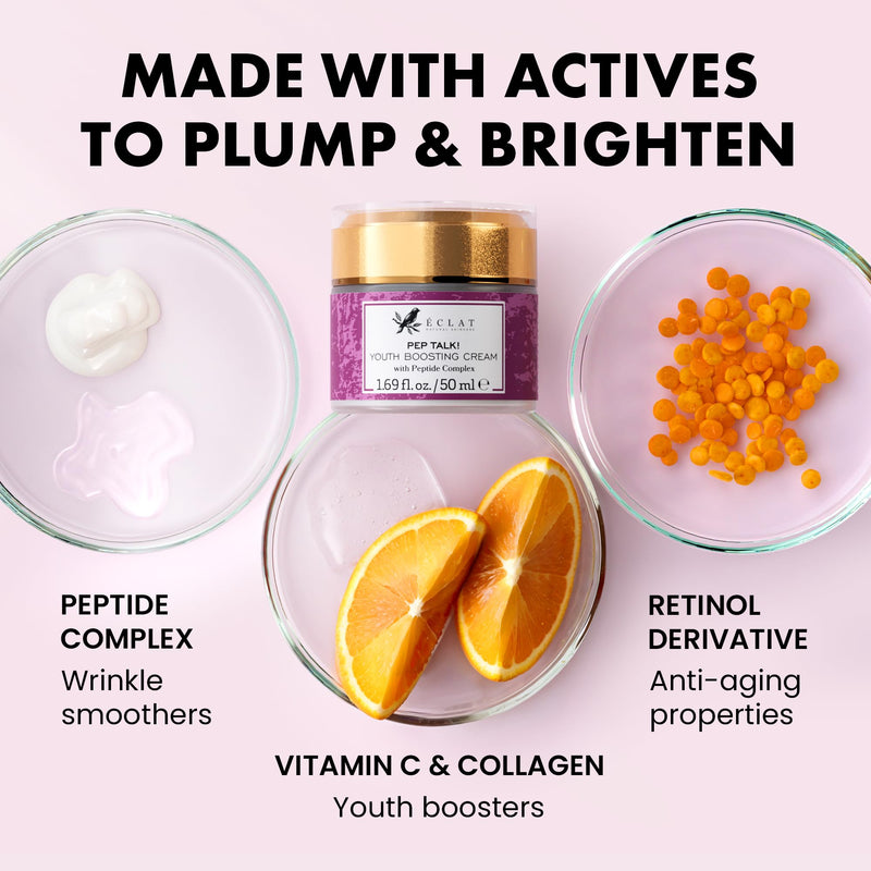 Eclat Skincare Vitamin C Serum + Anti Aging Face Cream Set – Vit C with Hyaluronic Acid, Ferulic Acid & Vitamin E + Collagen Peptide Moisturizer – Brightening & Anti Wrinkle Skin Care Duo for Women