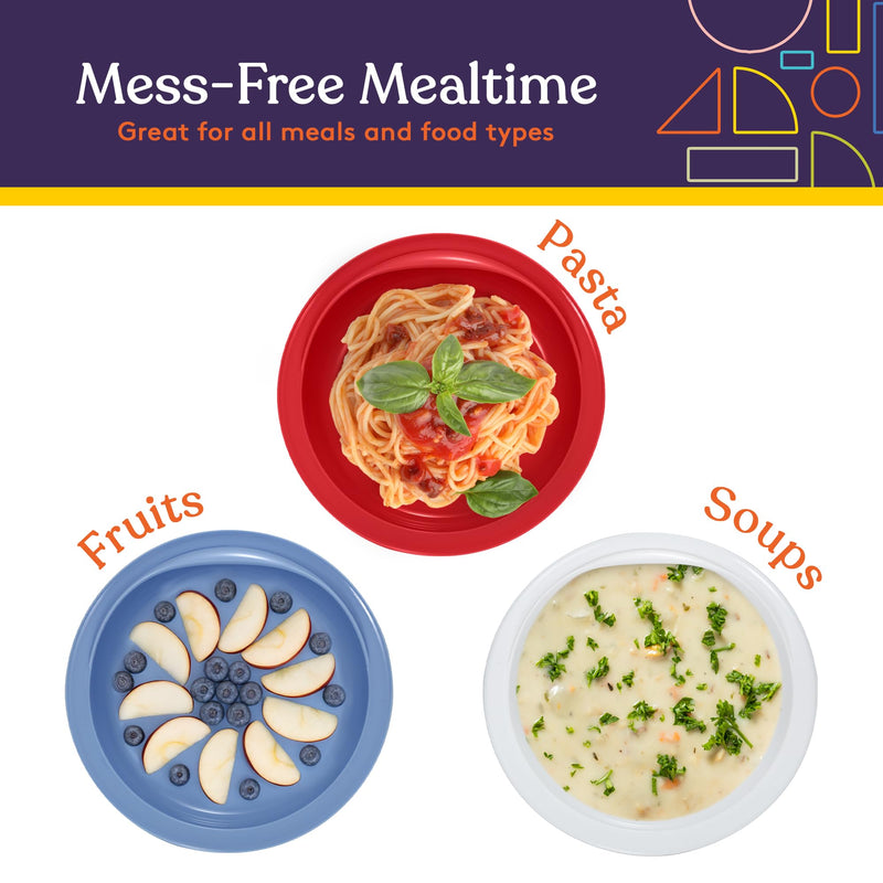 [Australia] - Special Supplies Adaptive Spill-Proof Scoop Plates- Dishes with Wall for Disabled, Elderly Adults with Special Needs from Parkinson's, Dementia, Tremors- 3 Pack (White, Blue, Red) 