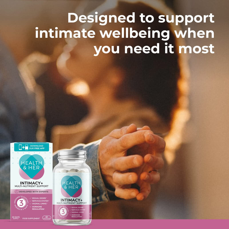Health & Her Intimacy+ Multi-Nutrient Support for Women - Women's Desire Supplement with Maca Root, Tribulus Terrestris and Sea Buckthorn - 2 Month Supply - 120 Vegan Tablets 60 count (Pack of 2)