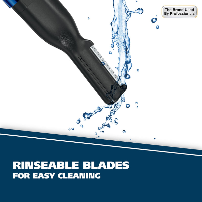 Wahl Lithium 2 in 1 Battery Pen Detail Touch Up Trimmer for Nose, Ear, Neckline, Eyebrow, & Other Detailing - Blue - by The Brand Used by Professionals - Model 5643-200 2 Heads