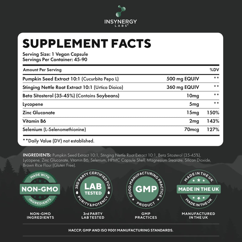 Ultra Premium Prostate Supplement - Prostate Pro, Prostate Supplements for Men | Stinging Nettle, Beta Sitosterol, Lycopene 90 Vegan Capsules Prostate Support
