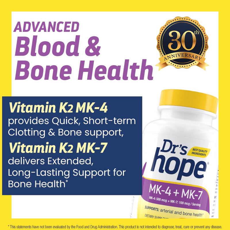 [Australia] - Vitamin K2 MK7 with Vitamin K2 MK4, 3-Month Supply High-Potency K2 Vitamin Supplement MK-7 for Bone Health & Cardiovascular Health, 90 Vegan Capsules, Made in The USA 