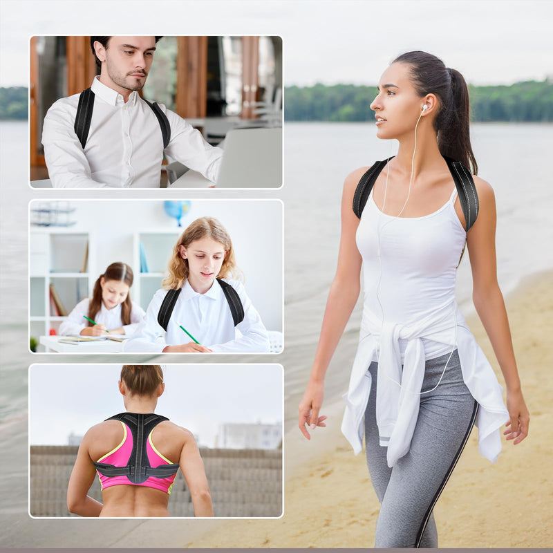 Posture Corrector for Men and Women, Adjustable Back Brace Straightener, Breathable Shoulder, Neck, Clavicle & Mid-Back Support, Relieve Slouching, Hunching, and Back Pain,One Size One Size