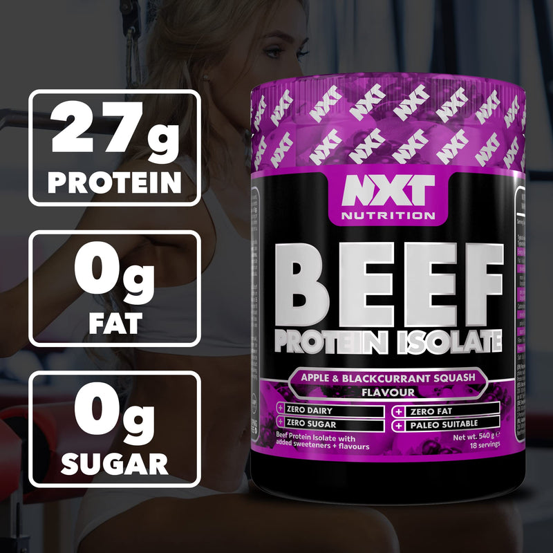 NXT Beef Protein Isolate 540g - High Protein Powder in Natural Amino Acids - Paleo, Keto Friendly - Dairy and Gluten Free | 540g | Apple & Blackcurrant