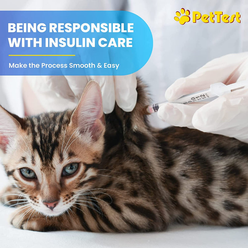 [Australia] - PetTest U-40 Pet Insulin Syringes With Needles - Comfortable Thin 31 Gauge Needles - For Cats & Dogs - Pets Diabetic Supplies - 100 Pack - Thinnest 31G, 5/16" long needle, 1/2cc (0.5cc) Volume 31 Gauge, 0.5 cc 