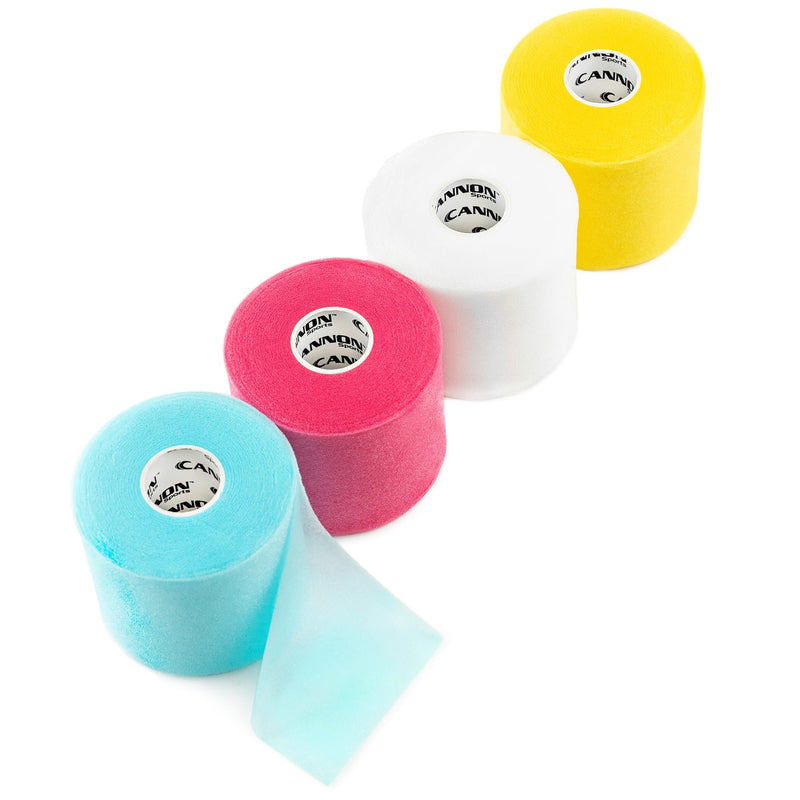 Cannon Sports Pre-Wrap 4-Pack 30 Yards Each Roll Assorted Athletic Tape Foam Underwraps for Ankles Wrists Hands Knees Elbows Hair (Pink, Gold, White, Aqua) Pink, Gold, White, Aqua