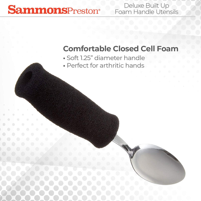 [Australia] - Sammons Preston Deluxe Built-Up Handle Adaptive Grip Tablespoon 6.5" Long, Stainless-Steel Easy-Hold Utensil with Removable Soft Molded Foam Grip, Adaptive Utensil for Those with Arthritis & Weak Grip 