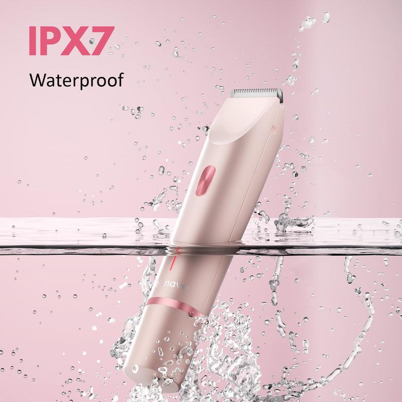 Bikini Shaver, Women's 2-in-1 Anti-Scratch Dual-Head Electric Shaver, Ipx7 Waterproof, Painless Trimmer, Safe and Gentle, Wet and Dry, Efficient Cleaning, Fashionable Care Gift (Pink) Pink