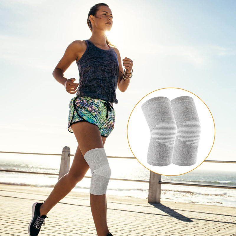 [Australia] - Bamboo knee bandage with compression, bamboo knee bandage, knee bandage for men and women, knee bandages for women, knee bandage for women's arthrosis, knee sleeves, knee orthosis knee bandage sports knee pads (gray, XL) XL gray 