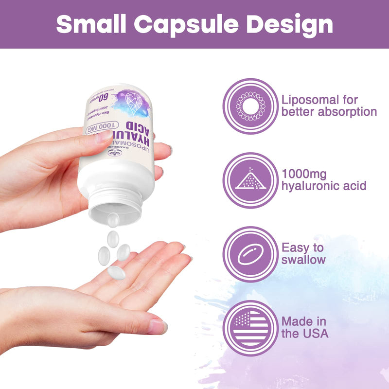 [Australia] - Liposomal Hyaluronic Acid Capsules - Hyaluronic Acid Supplements with 1000mg Hyaluronic Acid, Dietary Supplement Support Skin Hydration and Joint Lubrication, 120 Capsules(Pack of 2) 30 Count (Pack of 2) 