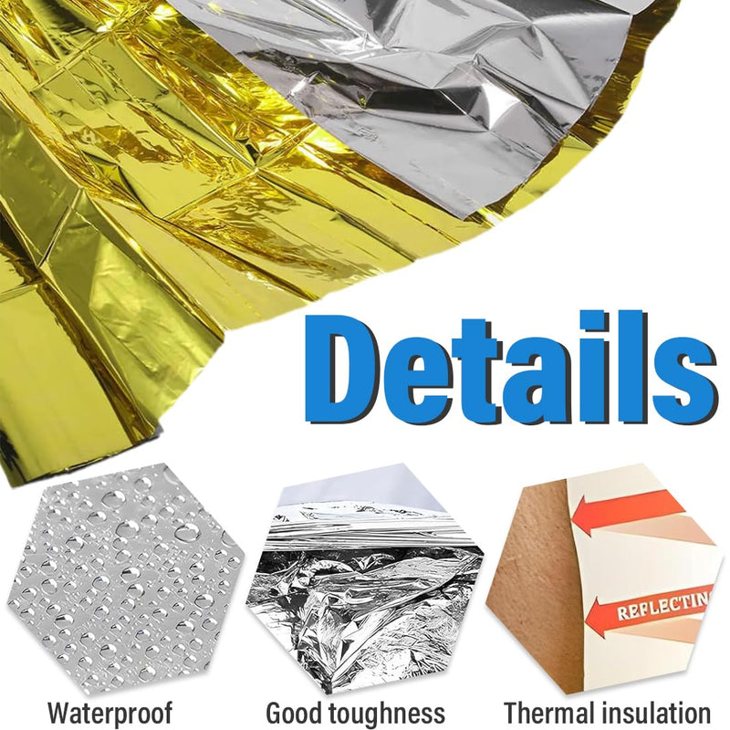 [Australia] - SIRLOMU Pack of 2 Extra Strong Rescue Blanket Rescue Foil Emergency Blanket First Aid Blanket for First Aid Hiking & Camping and Outdoor (210 x 160 cm) (Gold Silver) 