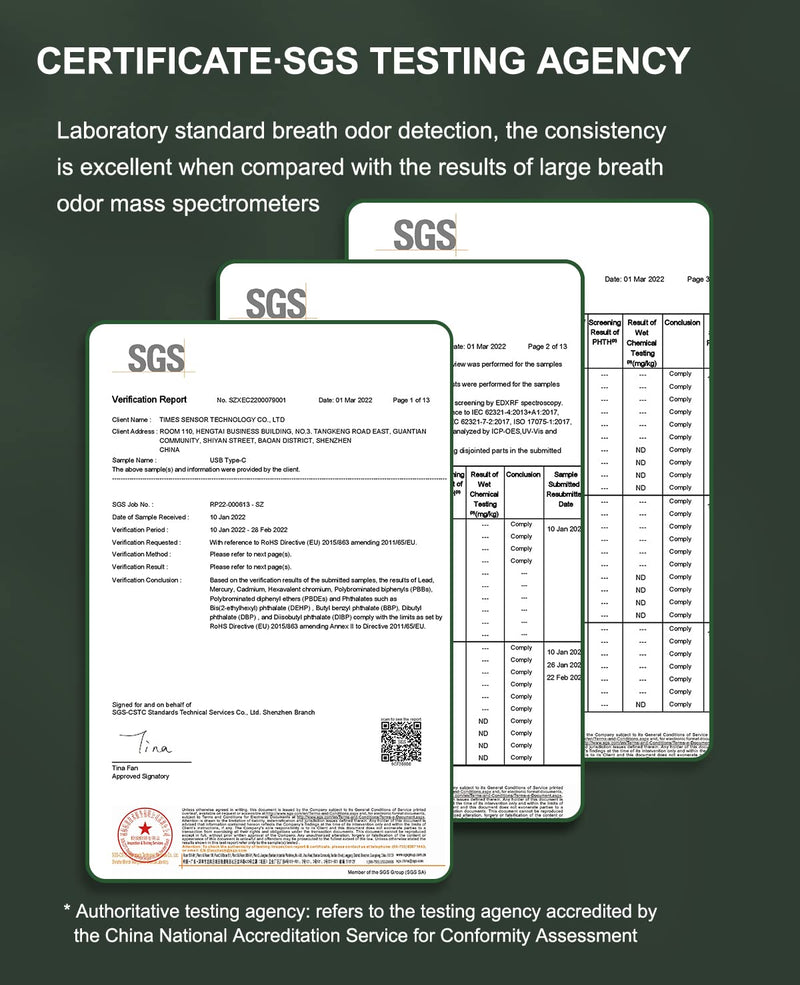 [Australia] - YRY Smart Breath Odor Detector, Portable Halimeter for Bad Breath, Precise MEMS Sensor, 32-bit CPU, Auto Calibration, 30-Day Rechargeable Battery 