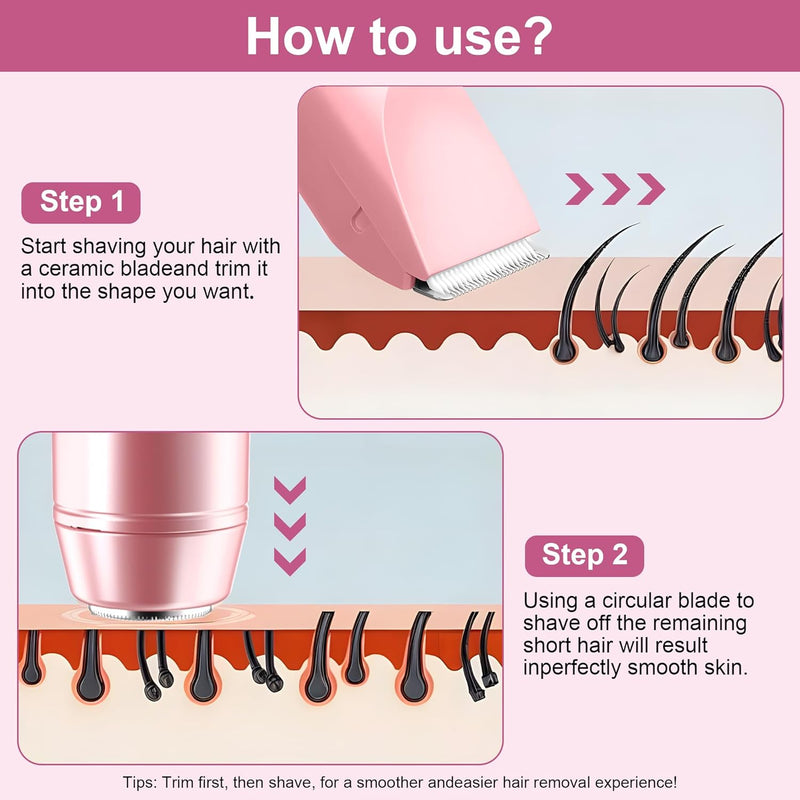[Australia] - Bikini Trimmer for Women Pubic Hair: 2 in 1 Electric Razors for Women - Rechargeable Electric Shaver - IPX7 Waterproof Bikini Shaver for Travel & Shower Use in Summer (Rose Gold) Rose Gold 