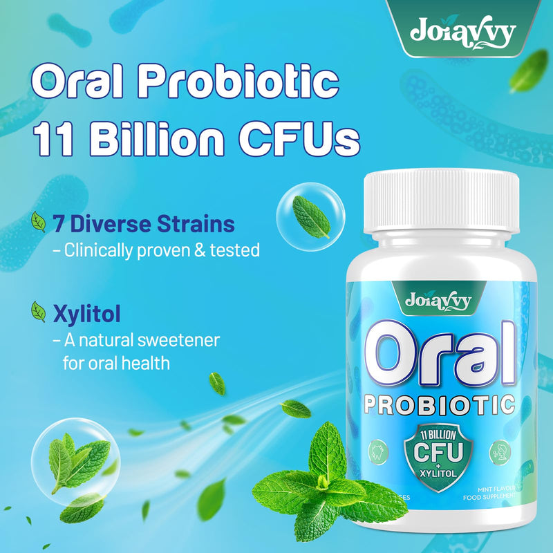 Joiavvy Oral Probiotics 11 Billion CFU, 7-in-1 Dental Probiotic, Fast-Dissolving Lozenges for Fresh Breath & Healthy Gums, Sugar-Free, Natural Mint Flavor (60 Count (Pack of 1)) 60 count (Pack of 1)