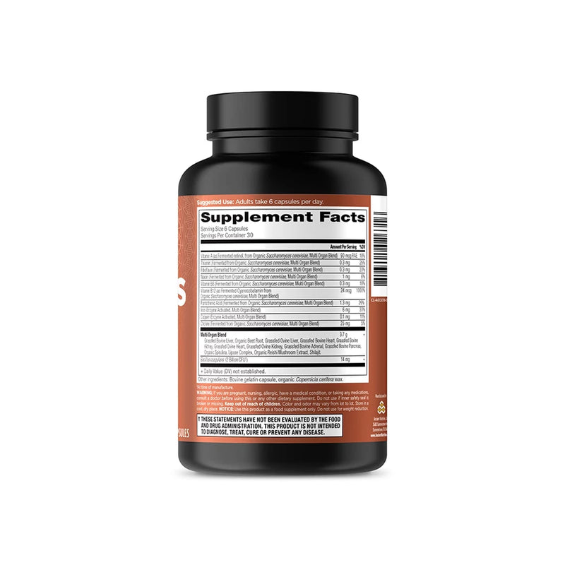 [Australia] - Ancient Nutrition Organ Supplements, Grass-Fed and Wild Organ Complex Capsules, Liver, Heart, Kidney Supports Organ, Cognitive, and Immune System Health, 180 Ct Organs Blend 