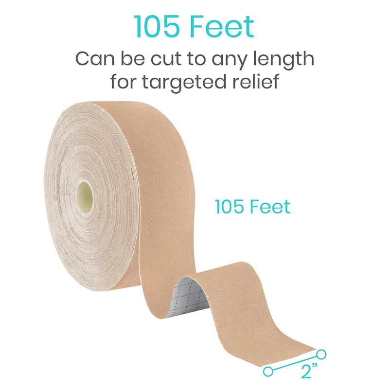 [Australia] - Vive Kinesiology Tape (105 Feet) - Therapeutic Athletic Support Tape - Uncut Kensio Roll - Muscle and Joint Recovery for Shoulder, Back, Knee, Elbow and Ankle Pain Relief - Waterproof for Sports Beige 2" x 105' 