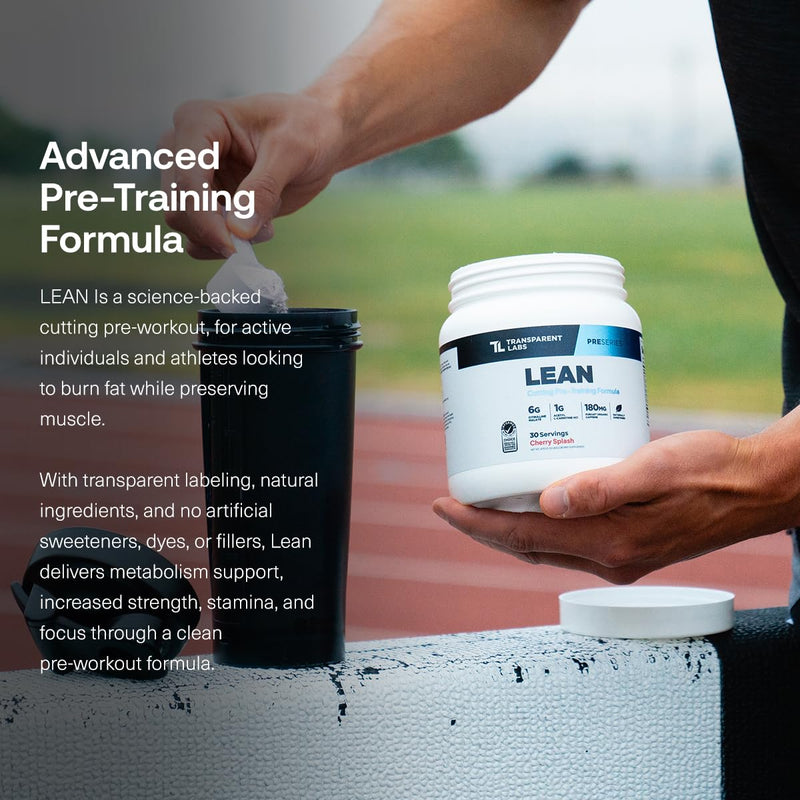 [Australia] - Transparent Labs Lean Pre-Workout - Body Recomposition Pre Workout for Men and Women with Acetyl L-Carnitine, Beta Alanine Powder, & PurCaf Organic Caffeine Powder - 30 Servings, Strawberry Lemonade 