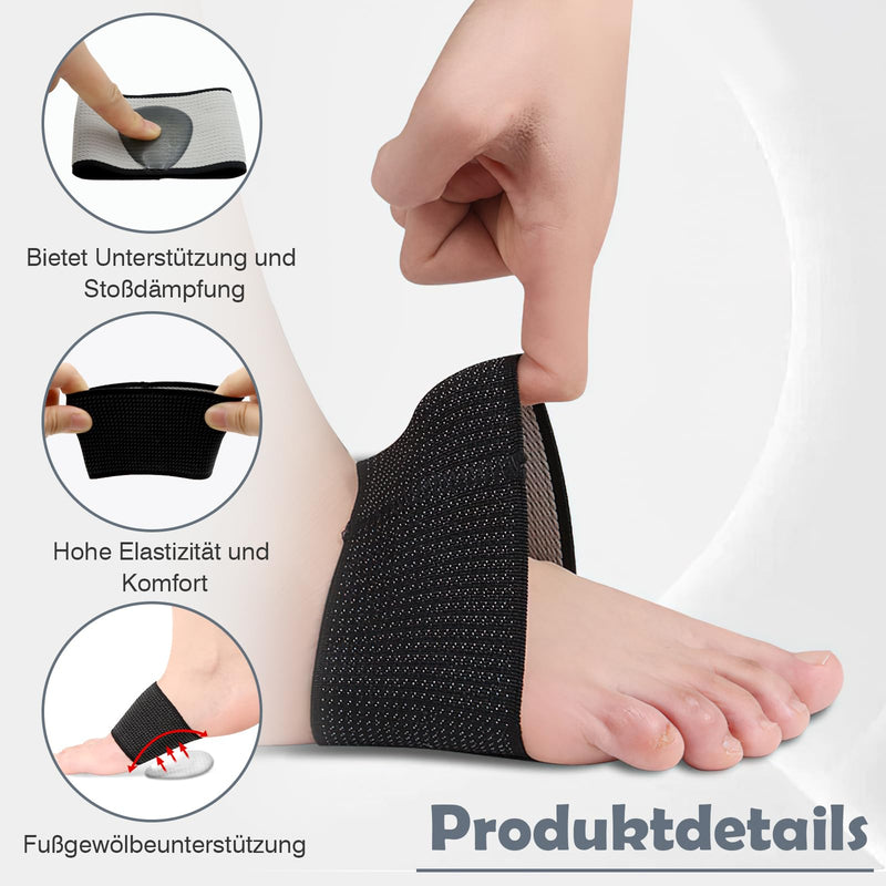 [Australia] - Soleeya 4 pairs of metatarsal foot bandages with gel for pain relief from flat feet, foot care for men and women, splayed foot bandage, correction of flat feet, arched feet, black + beige (L) L 
