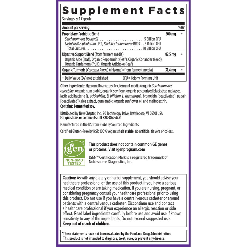 [Australia] - New Chapter Probiotic All-Flora - 60 ct (2 Month Supply) for Advanced Digestion & Complete Gut Health with Prebiotics + Postbiotics, Clinically Studied Strains, 100% Vegan, Non-GMO, Shelf Stable Unflavored 60 Count (Pack of 1) 