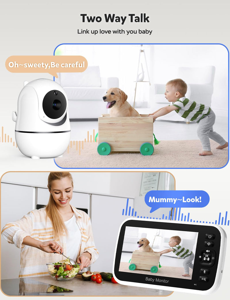 [Australia] - GoodBaby Baby Monitor with Camera and Audio - No WiFi, Remote Pan-Tilt-Zoom, Night Vision, Temperature Sensor, 2-Way Talk, 8 Lullabies, 30-Hour Battery LifeÔºå960ft Long Range 1 Camera 