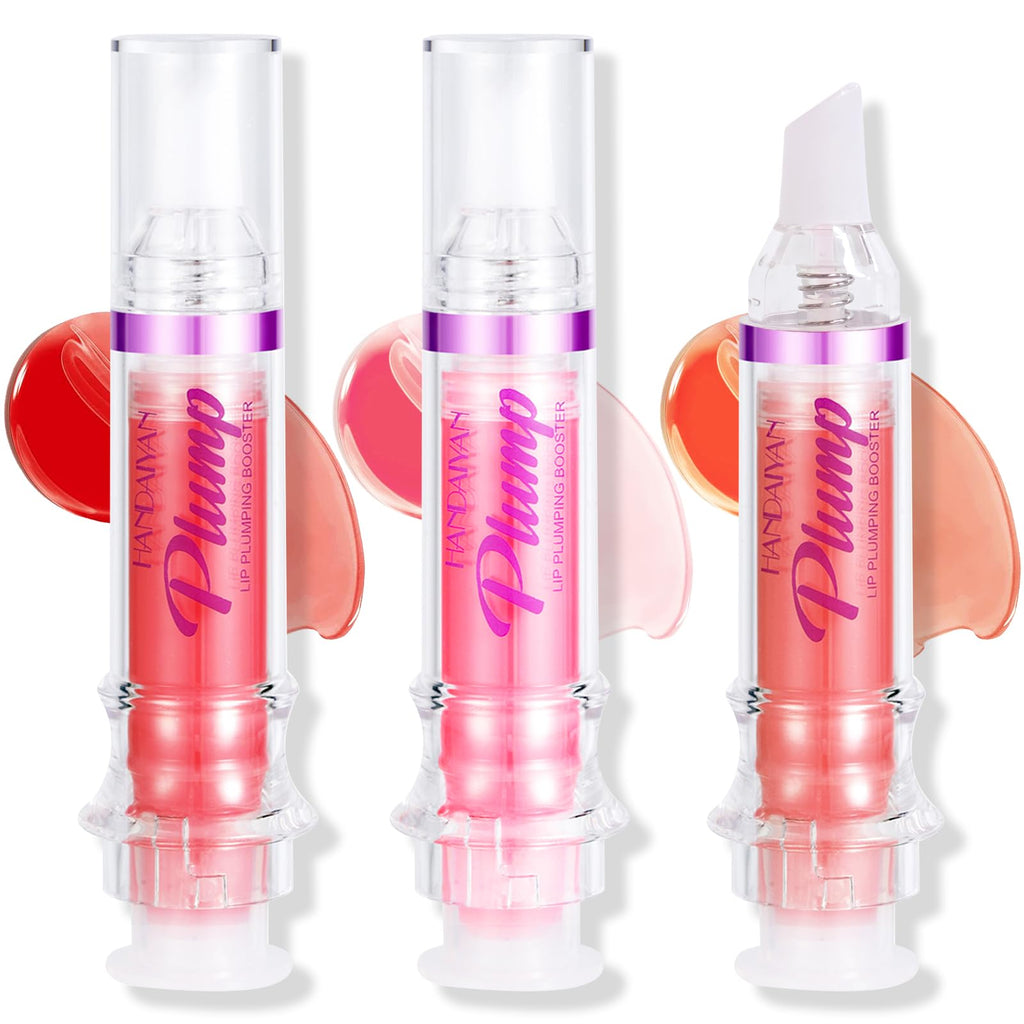 Erinde 3 Colors Lip Plumping Booster, Spicy Lip Plumper Gloss Lip Plumping Oil, Ultra-Hydrating & Nourishing Plump and Pout Lip Plumper, Glossy Finish Fuller Natural Lip Gloss for Women Girls 3PCS-#04#05#06