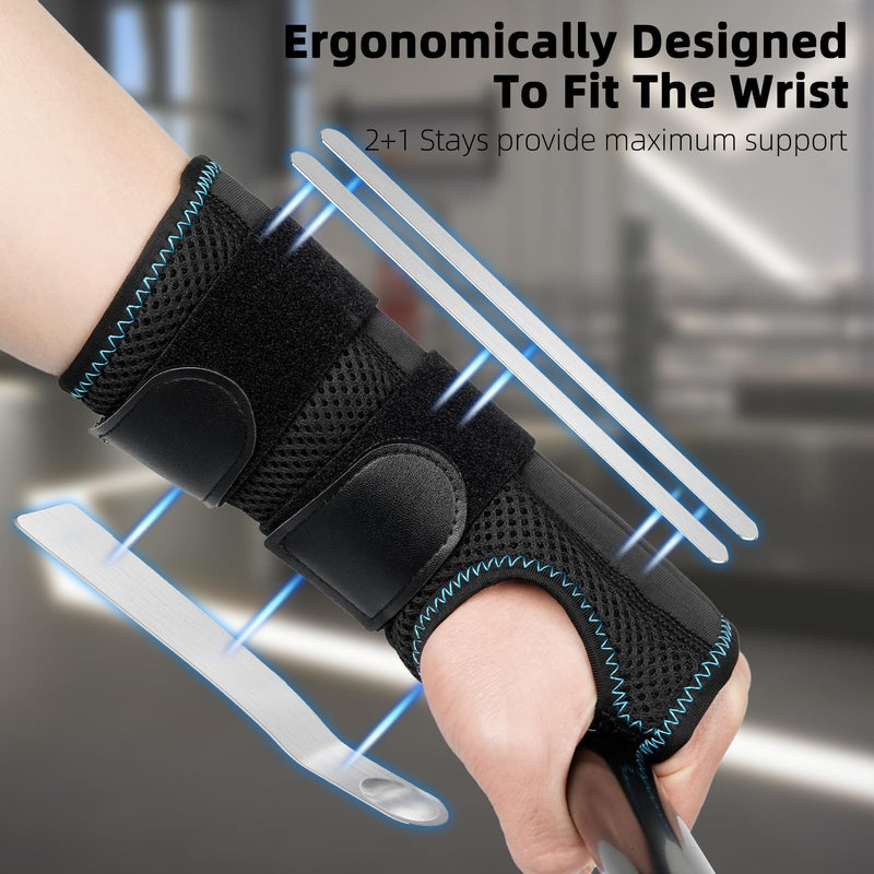[Australia] - SUPRBIRD Wrist Bandages, Wrist Support with 3 Metal Splint Stabilizer, Carpal Tunnel Brace for Relieving Tendinitis Arthritis Pain in Carpal Tunnel (Right, S/M) Droit 