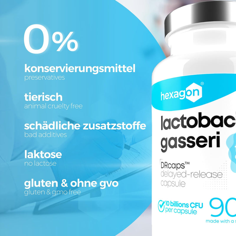 [Australia] - Lactobacillus Gasseri 10 Billion CFU/Capsule - Complete 3+ Month Cure - L-Gasseri - Freshcare™ - 90 DRcaps™ Stomach Acid-Resistant Capsules - Vegan - Hexagon 