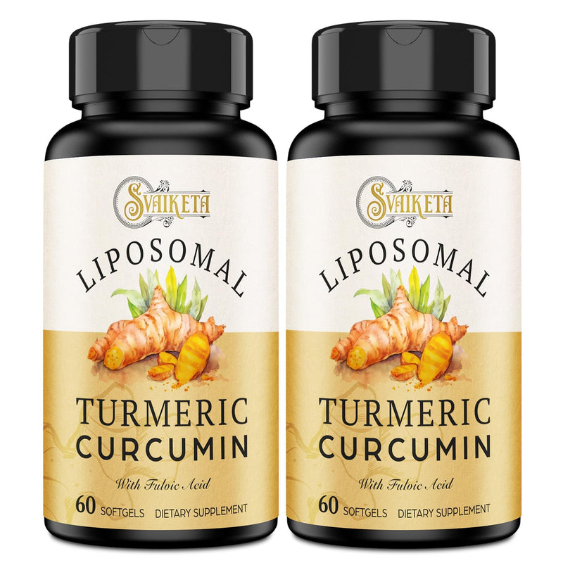 [Australia] - Liposomal Turmeric Curcumin Supplement - 2000mg, 95% Curcuminoid Extract with Piperine - 60 Softgels (2 Bottle) 60 Count (Pack of 2) 