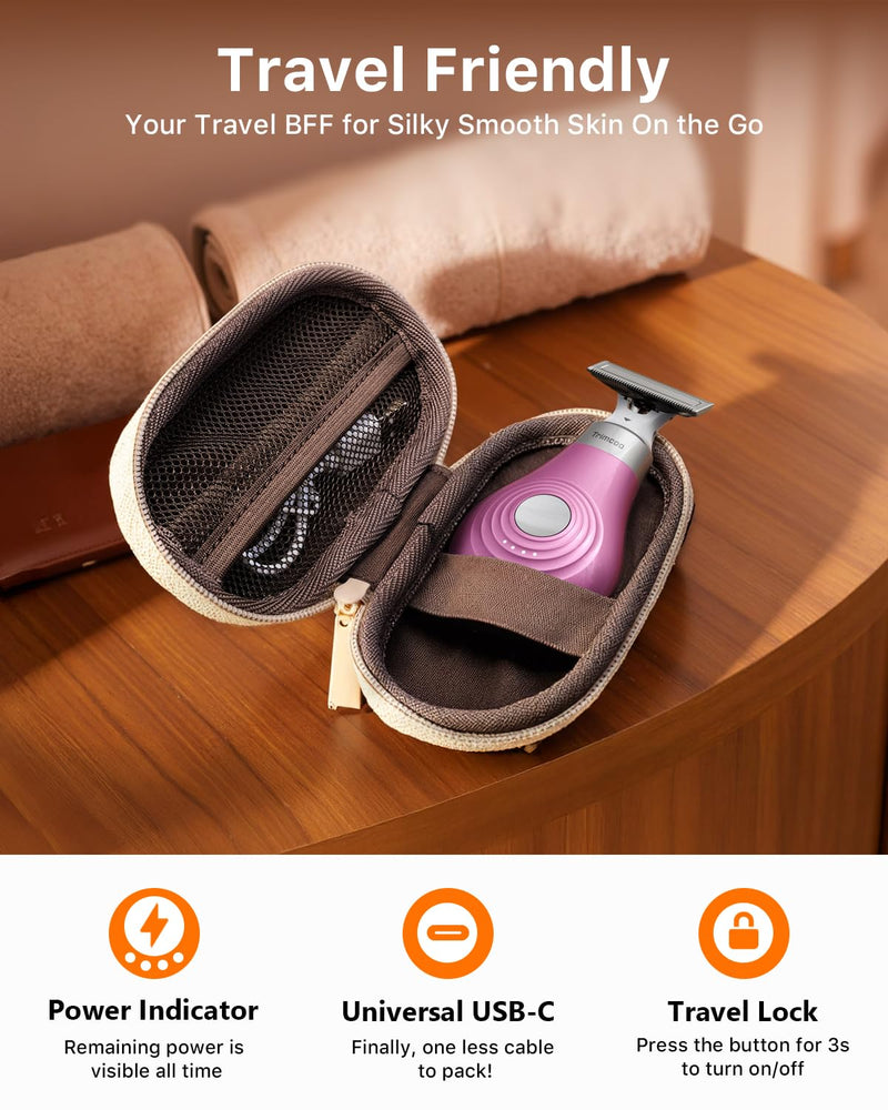 [Australia] - Mini Bikini Trimmer for Women - Intimate Pubic Hair Removal, Electric Body Groomer, Small Portable Wet/Dry Shaver, Magnetic Blade, USB-C Rechargeable with Travel Case, Easy to Clean (Pink) 