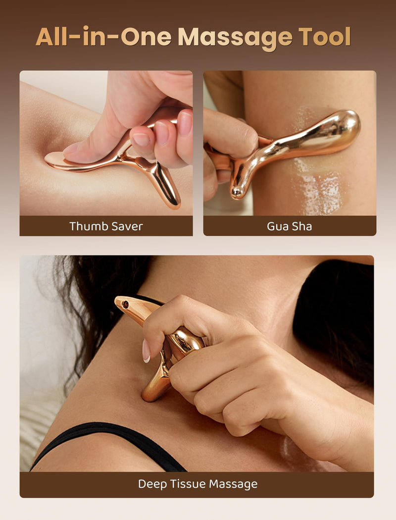 [Australia] - lifechill Trigger Point Massage Tool for Gua Sha, Lymphatic Drainage Massager, Deep Tissue Thumb Saver Acupressure Tool for Full Body Pain Relief, Gold 