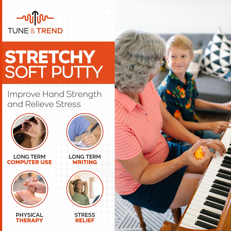 [Australia] - Tune & Trend Therapy Putty for Kids and Adults | Physical Exercise Putty Hand Exerciser for Grip Strength | Therapeutic Putty for Hand Therapy | Stress Relief Therapy Putty Kit 4 Strengths 3oz Each 