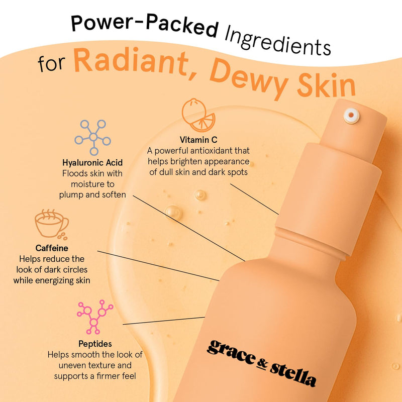 grace & stella Vitamin C Serum for Face (50ml /1.7 fl oz) | Brightening Vitamin C for Face with Hyaluronic Acid Serum To Reduce Dullness & Dark Spots - Vegan Skincare Vitamin C Serum - 50ml (Travel Size)