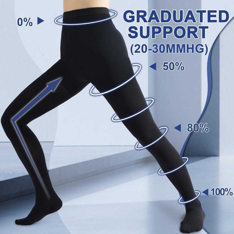 [Australia] - beister Medical compression stockings for women, long, 20-30 mmHg, support stockings for men, opaque toe wrap compression trousers, class 2, solid support for varicose veins, edema, black, 4XL 